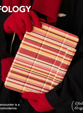 Ufology原创适用ipadair5保护套9代10代平板Pro2022壳air4新年2021红色2020磁吸2019苹果mini6秋冬条纹pro11