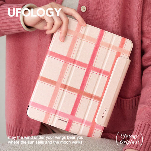 Ufology原创适用ipadpro2022保护壳air5平板mini6保护套air4磁吸7代8代9代10代pro11寸air3笔槽2018格纹春天