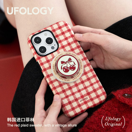 Ufology原创磁吸韩国进口菲林适用iPhone16promax手机壳15pro苹果14珐琅樱桃13全包12新款二合一单层11格纹17
