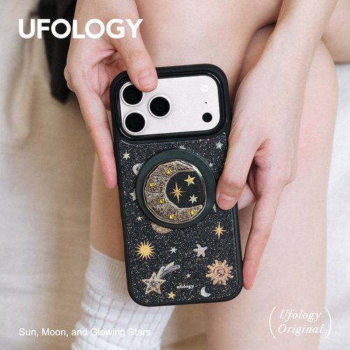 Ufology原创适用iPhone17promax磁吸手机壳16pro苹果15pro女14pro全包新款点钻支架高级星星月亮