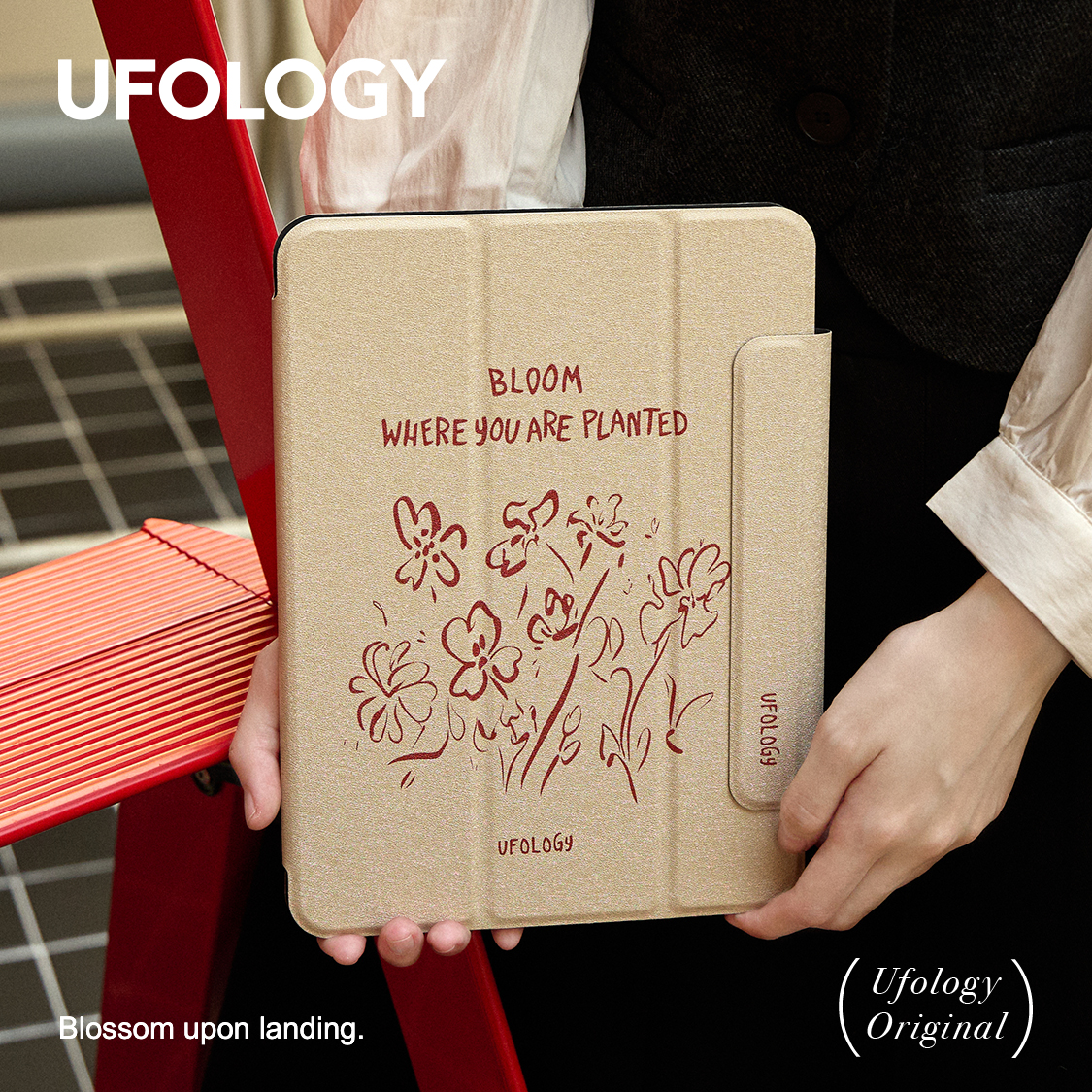 Ufology原创适用ipadair6保护壳pro2024平板mini6保护套air4/5磁吸全包air3笔槽11寸13寸苹果7/8/9/10代花朵