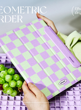 ufology春天紫绿棋盘格ipadpro2021保护壳air5/4磁吸保护套mini6