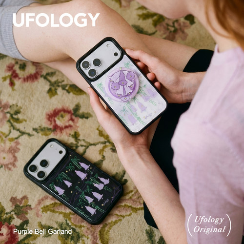 Ufology原创磁吸18promax适用iPhone17promax手机壳16pro苹果15pro全包蓝花楹新款二合一支架高级女黑白