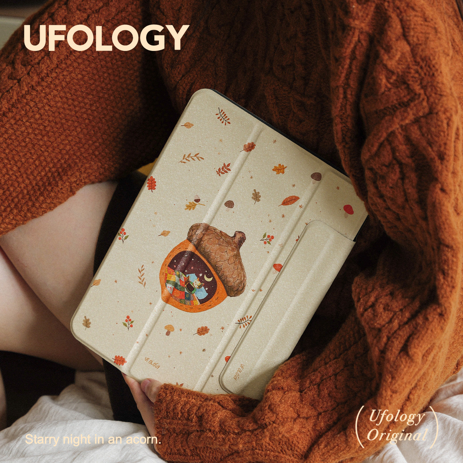Ufology原创适用ipadair7保护壳pro11寸平板mini6/7保护套air4/5/6磁吸全包笔槽13寸苹果8/9/10/11代秋冬栗子