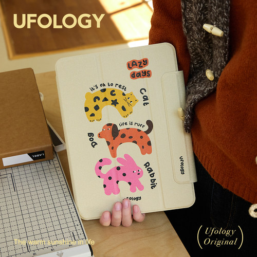 Ufology原创适用ipadair6保护壳pro2024平板mini6保护套air4/5磁吸全包air3笔槽11寸13寸苹果7/8/9/10代小猫