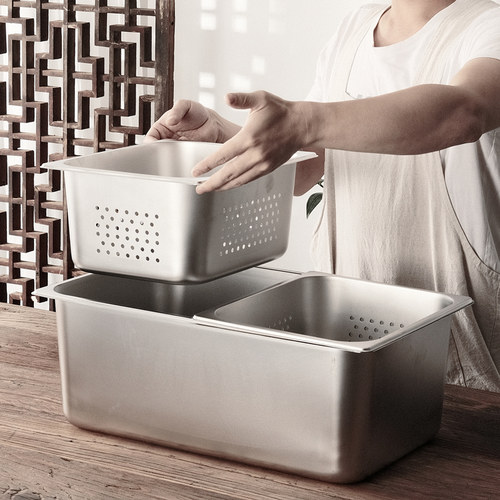 食品级不锈钢冲孔份数盆带长方形