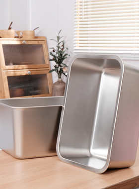 304托盘不锈钢长方形盘子平底蒸盘铁油炸盆盒卤菜盆带盖加深加厚