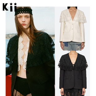 Kii美国购 Sea New York 早秋蕾丝夹克披肩层叠亚麻西装外套女