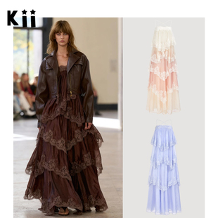 Kii正品 长裙26春夏抹胸绑带露背拼接蕾丝多层吊带连衣裙 在途Aje