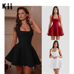 Kii部分现货正品House of cb 鱼骨收腰挂脖式迷你连衣裙 Loulette