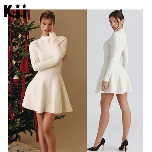 Kii少量现货House of CB秋冬简约长袖针织美利奴羊毛迷你裙Bonnie