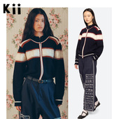 York荷叶边立领撞色羊毛针织拉链开衫 Kii少量现货Sea Nen Hester