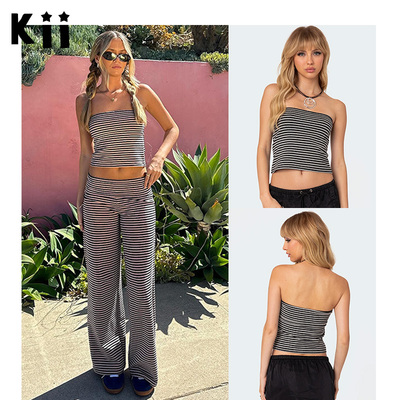 Edikted内搭外穿条纹裹胸背心