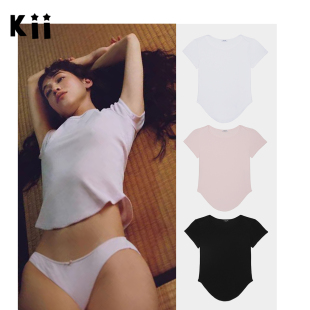 Kii买手店现货Cou cou水原希子同款春夏修身复古短袖T恤上衣
