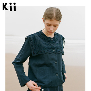 Kii正品代购Sea New York秋冬Marie夹克圆孔logo刺绣大翻领短外套