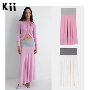 Kii代购设计师品牌Gimaguas罗纹针织腰绸面飘逸长裙半身裙Summer