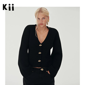 Gaia 女士26新款 喇叭袖 Kii少量现货Cult V领金色扣羊毛混纺开衫