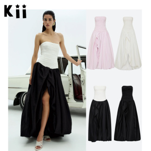 Kii澳洲品牌Aje法式 轻奢多色褶皱抹胸高级连衣裙礼服裙花苞裙