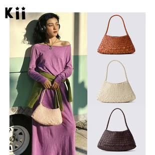 Kii正品在途Dragon Diffusion通勤手工牛皮编织包菜篮手提包8943