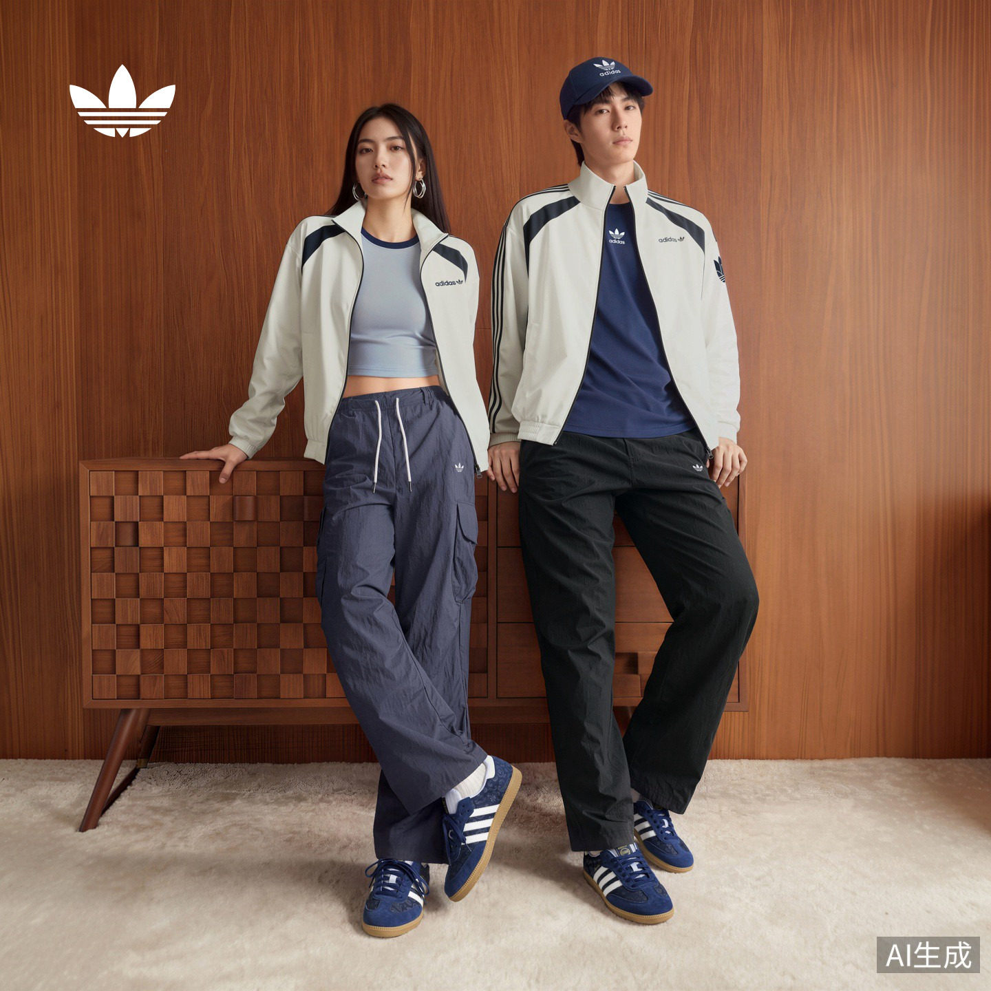 休闲宽松保暖运动棉服夹克外套男女秋冬adidas阿迪达斯三叶草