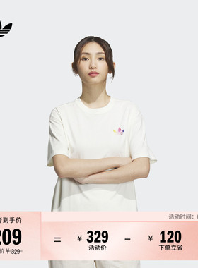 简约纯棉运动上衣圆领短袖T恤女装夏季adidas阿迪达斯官方三叶草