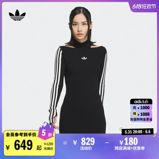 针织运动高领长袖 春夏adidas阿迪达斯官方三叶草JI7056 连衣裙女装