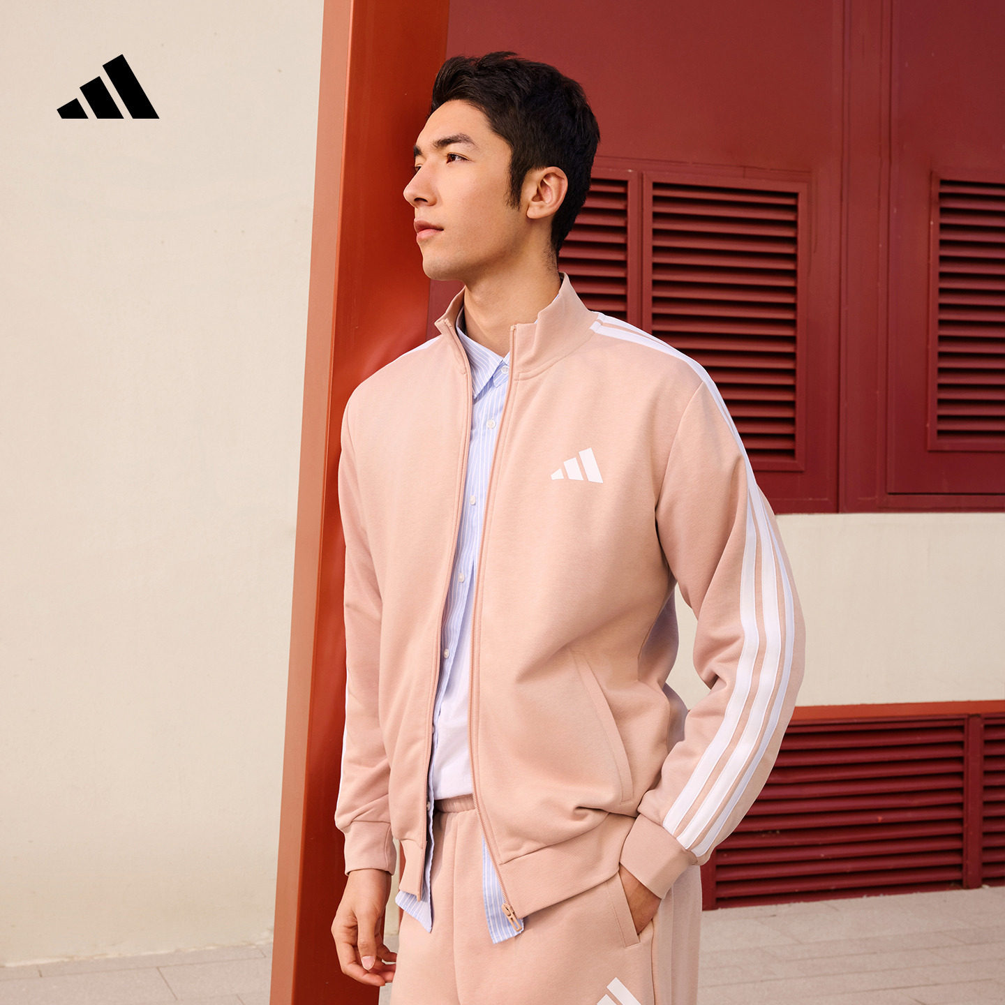 经典休闲三条纹长袖套装男女春季adidas阿迪达斯轻运动