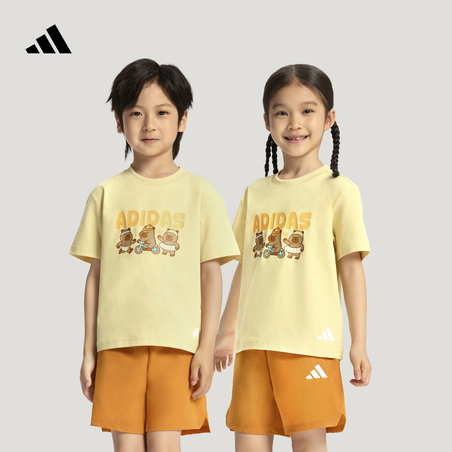 男女儿童凉感宽松亲肤舒适时尚休闲运动短袖T恤夏adidas阿迪达斯
