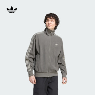 复古学院风三条纹宽松灯芯绒运动外套男装adidas阿迪达斯三叶草