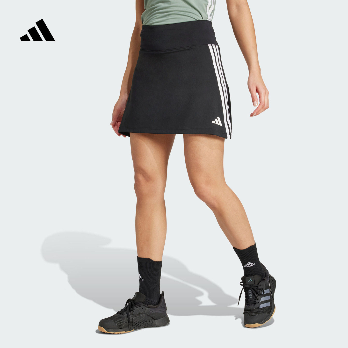 舒适柔软运动健身三条纹半身短裙A字裙女装夏季adidas阿迪达斯,运动服/休闲服装,运动半身裙,淘宝优惠券,粉丝福利购,淘宝优惠卷