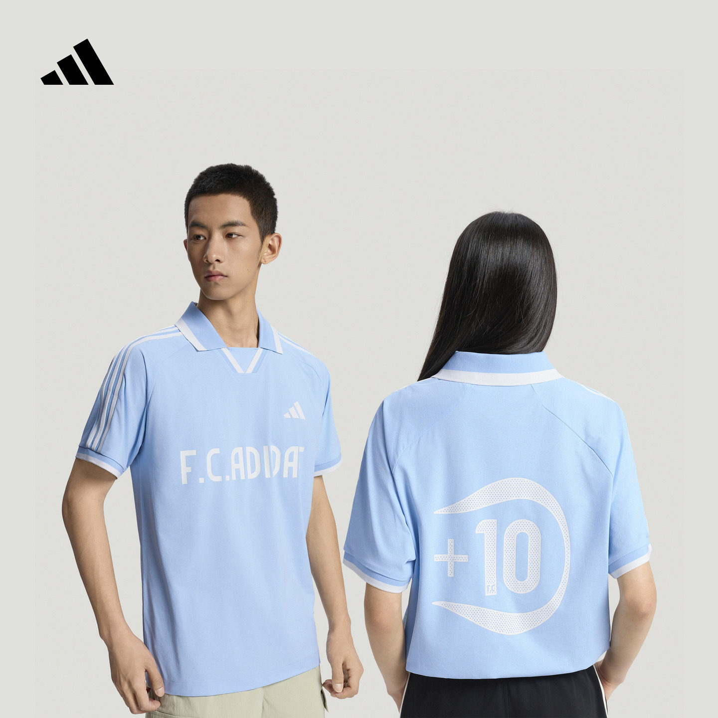 佩德里中国行同款 足球风凉感速干短袖POLO衫男女adidas阿迪达斯