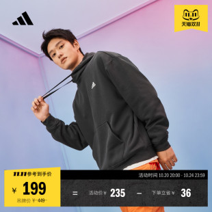 adidas阿迪达斯轻运动 男女秋季 情侣款 加绒加厚宽松连帽卫衣套头衫
