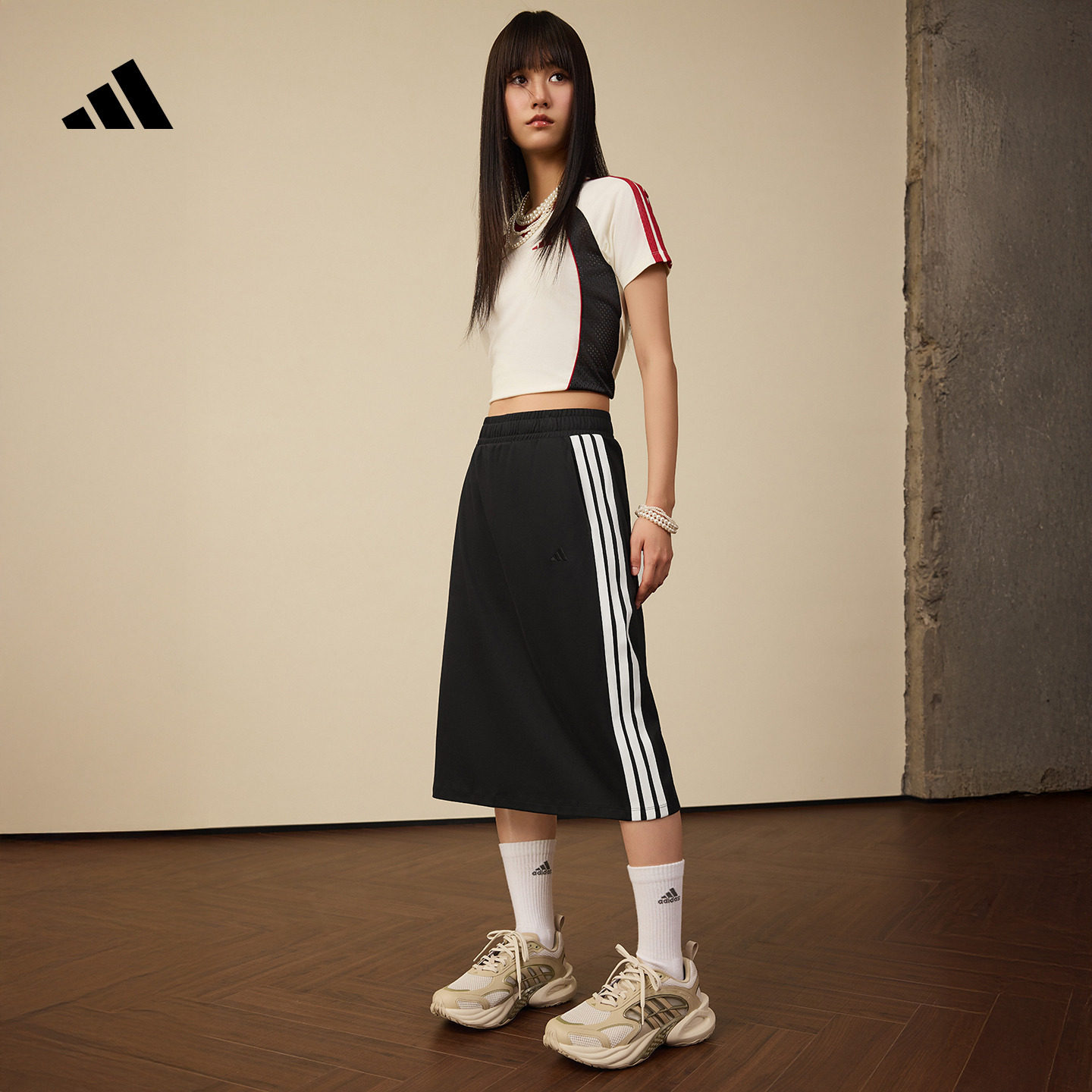 防晒UPF50+凉感舒适百搭休闲半身裙女装新款adidas阿迪达斯轻运动