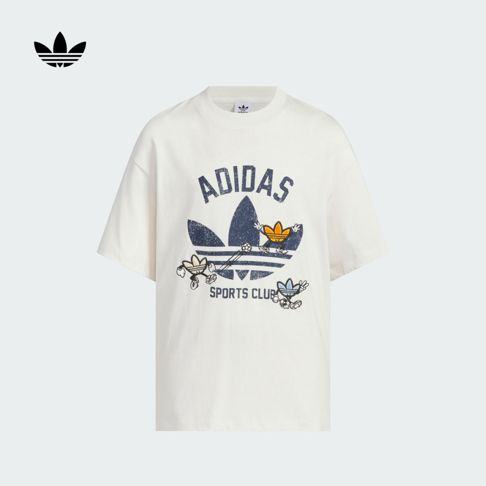 男大童宽松纯棉运动上衣圆领短袖T恤夏季adidas阿迪达斯三叶草