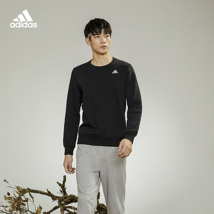 加绒保暖针织圆领卫衣套头衫男装adidas阿迪达斯官方轻运动AY5504