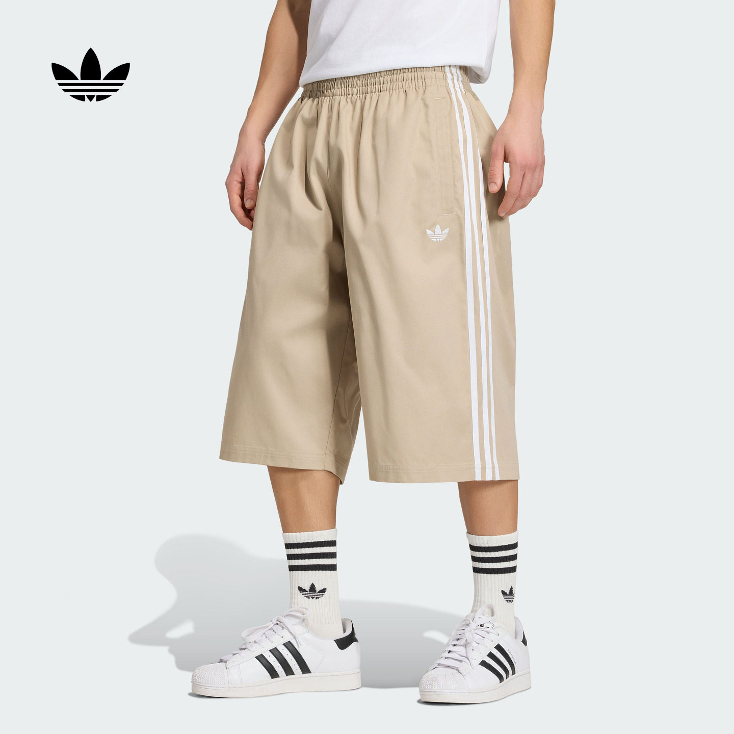 基础款复古三条纹宽松运动短裤中裤男夏新款adidas阿迪达斯三叶草
