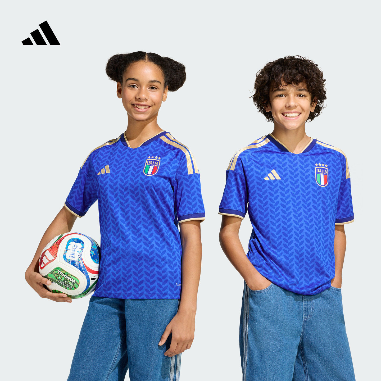 意大利国家队世界杯球衣 大童主场球迷版速干短袖adidas阿迪达斯