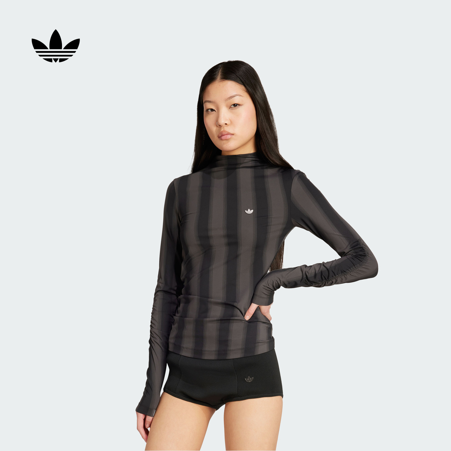 阿迪达斯三叶草女修身长袖T恤