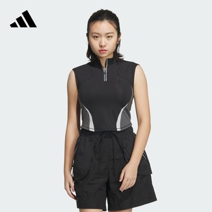 新款 速干半开襟无袖 夏季 上衣女装 adidas阿迪达斯官方轻运动JI7528