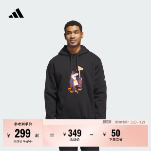 卡通印花抽绳加绒连帽休闲高尔夫运动卫衣男装 adidas阿迪达斯