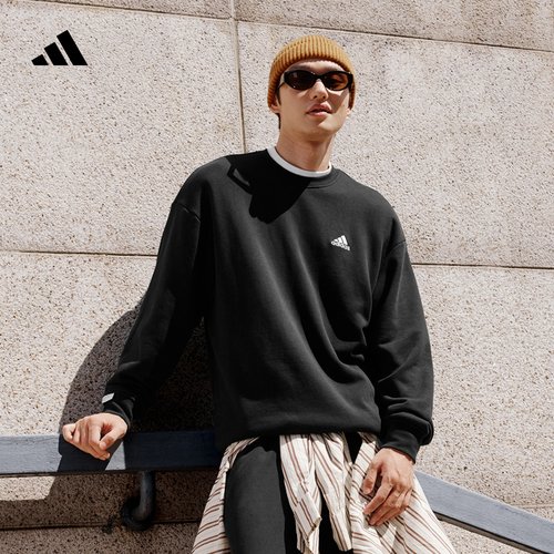 阿迪达斯休闲加厚圆领卫衣套头衫