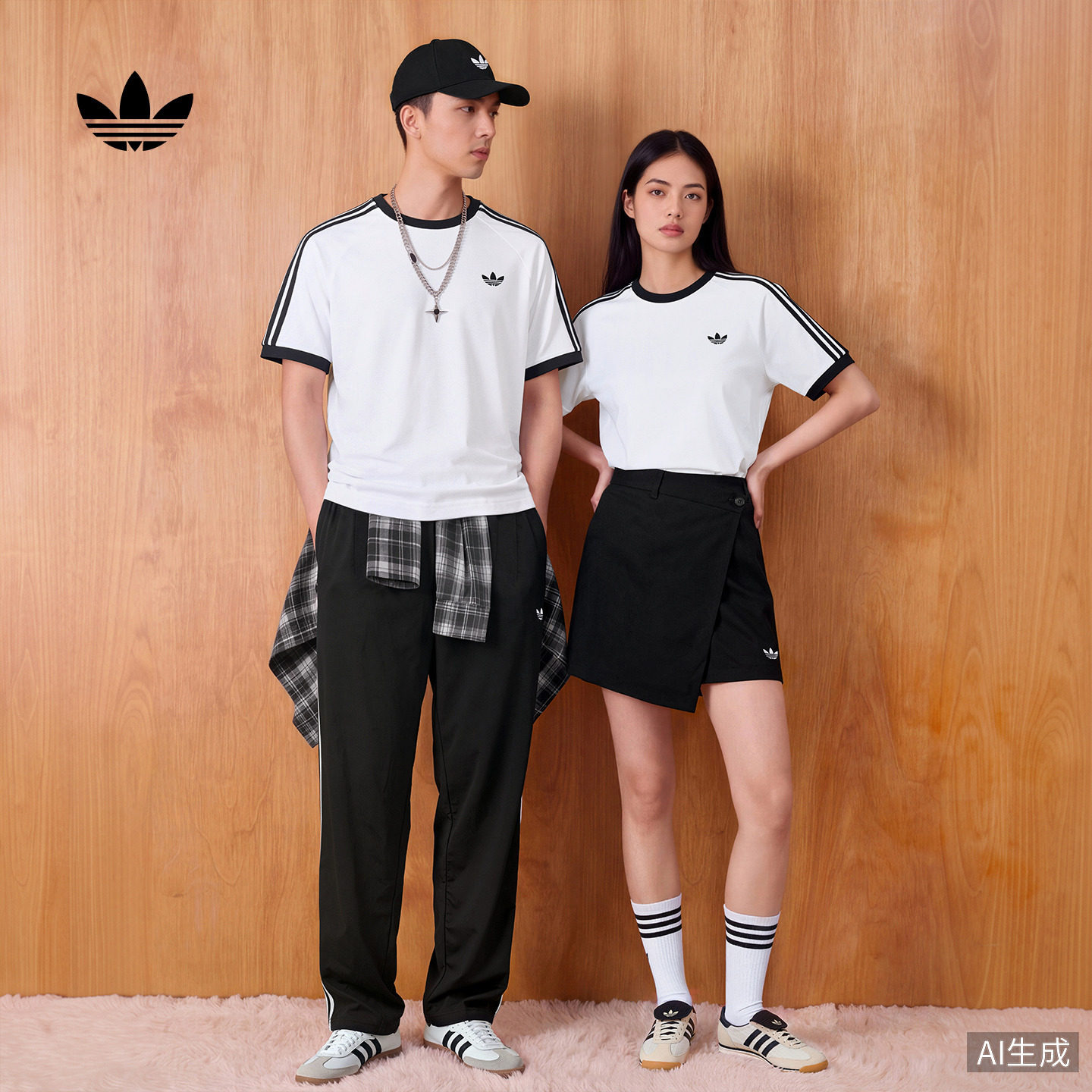阿迪达斯三叶草男女运动短袖T恤图片