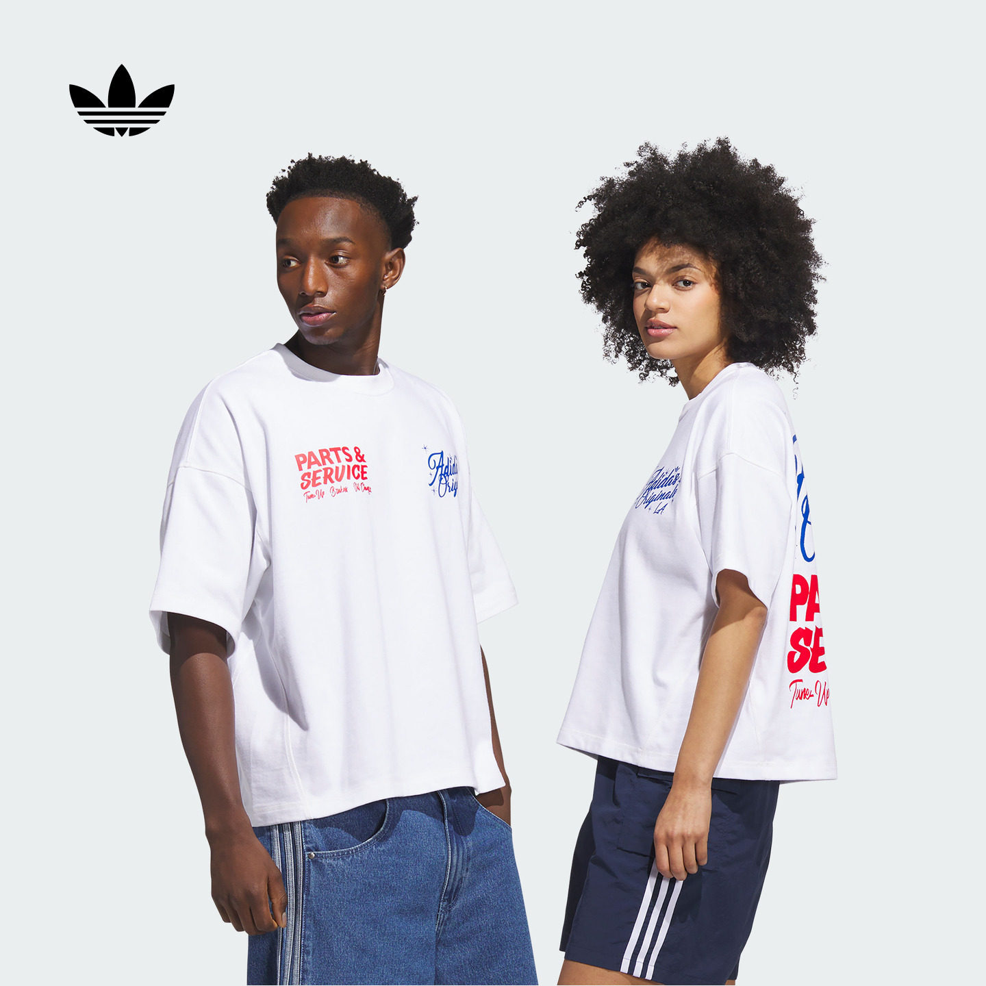 阿迪达斯三叶草男女印花短袖T恤