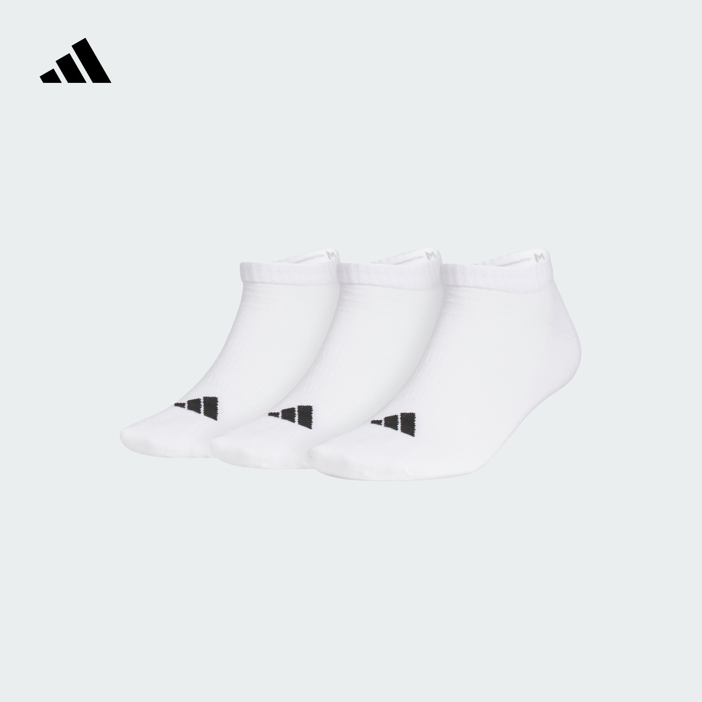 阿迪达斯男女三双装抗菌低帮袜子