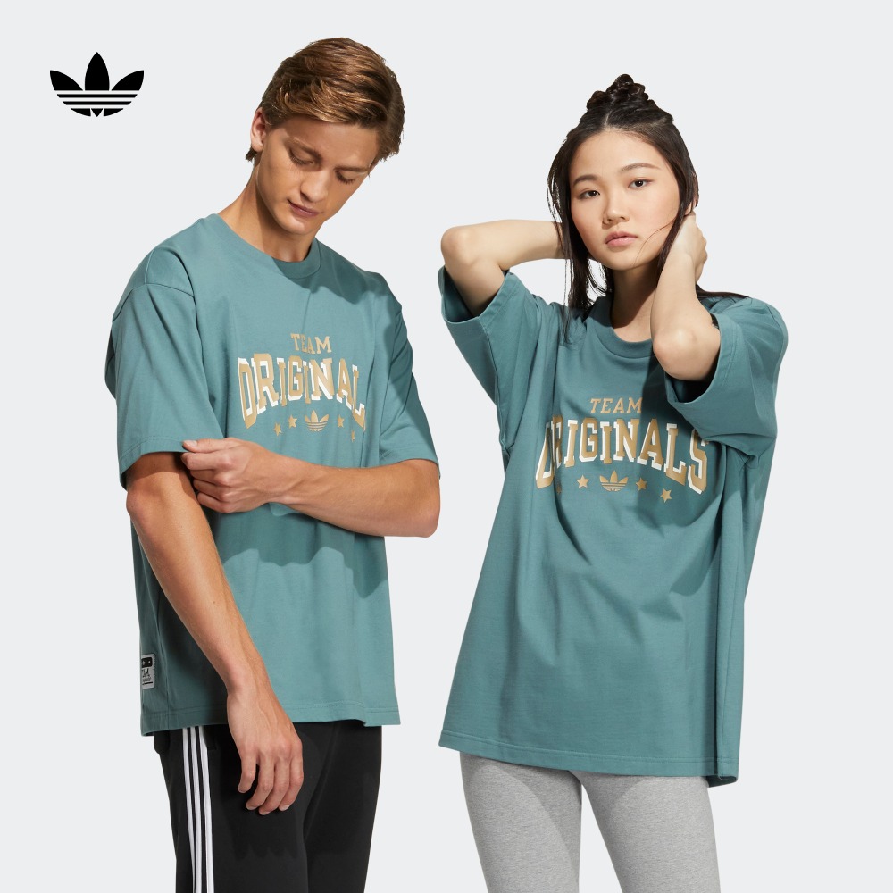adidas阿迪达斯三叶草男女情侣美式复古风运动上衣短袖T恤HS2014