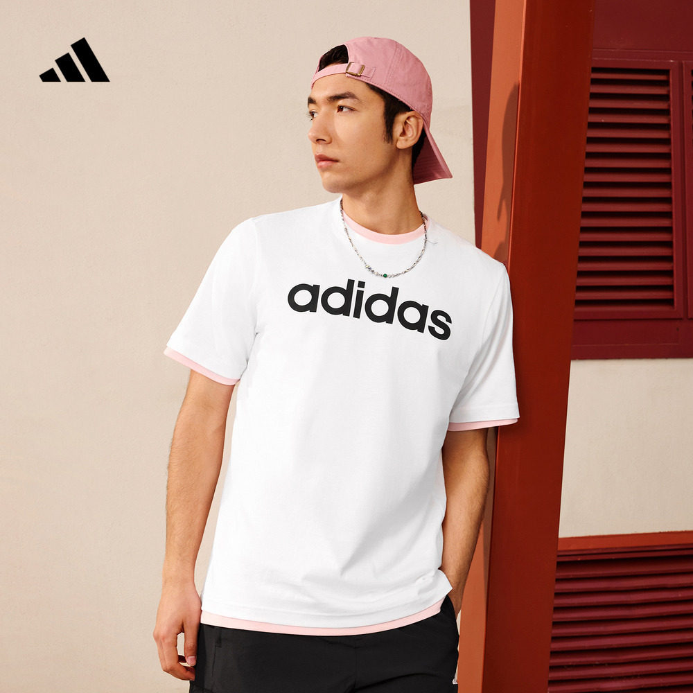 休闲纯棉上衣圆领短袖T恤男女情侣夏季adidas阿迪达斯轻运动,运动服/休闲服装,运动T恤,淘宝优惠券,粉丝福利购,淘宝优惠卷