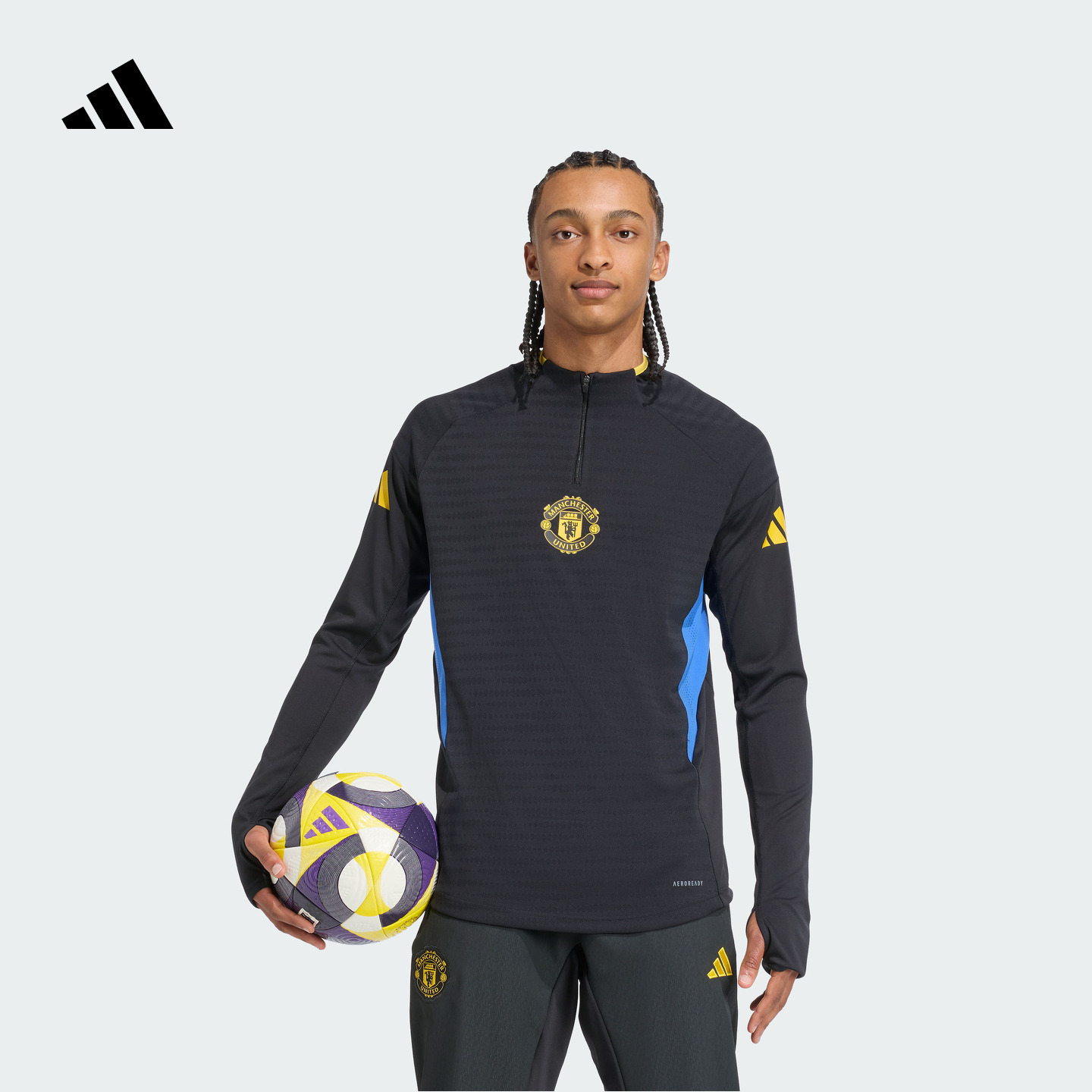 曼联球员版速干足球长袖训练服男装adidas阿迪达斯官方JP3147
