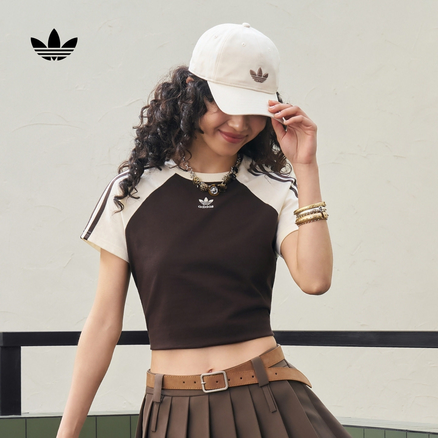 撞色针织日常纯棉运动短袖T恤女夏季新款adidas阿迪达斯三叶草
