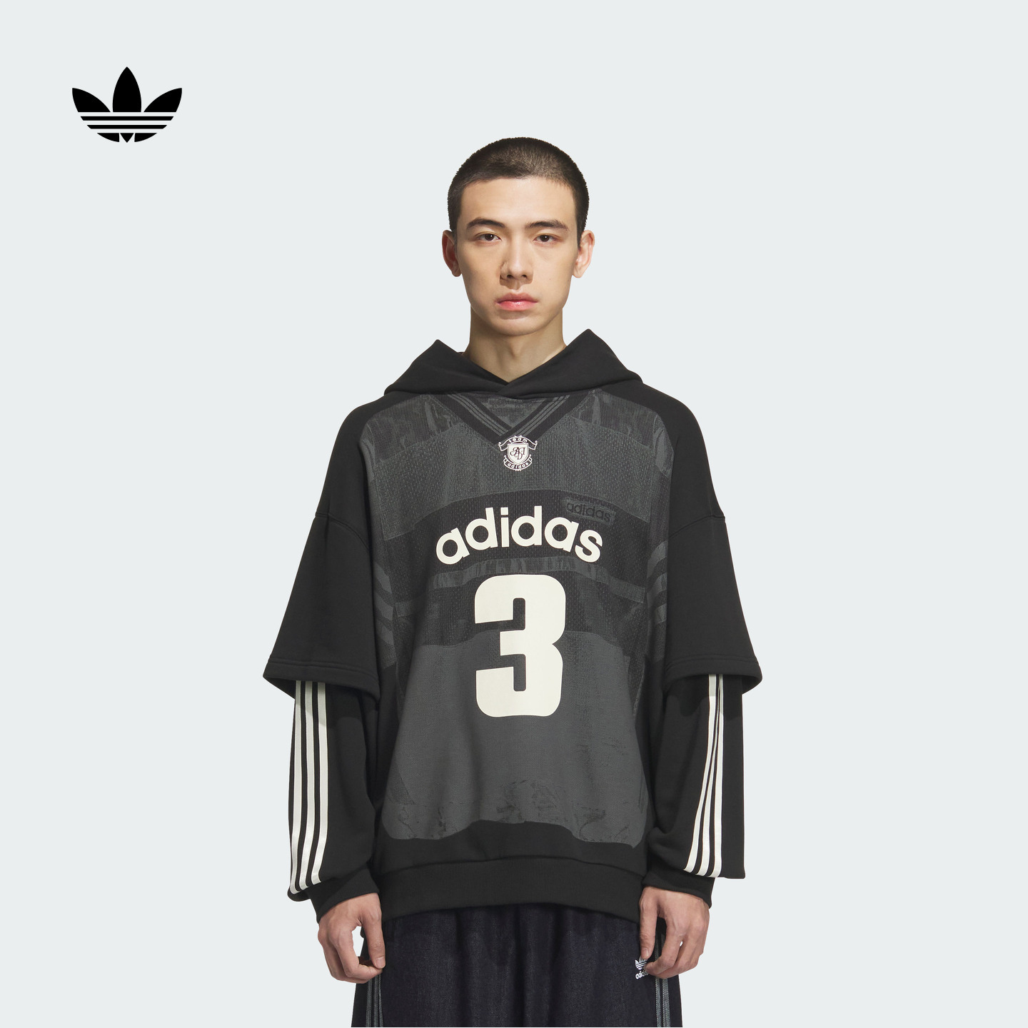 潘展乐同款阿迪达斯三叶草套头衫