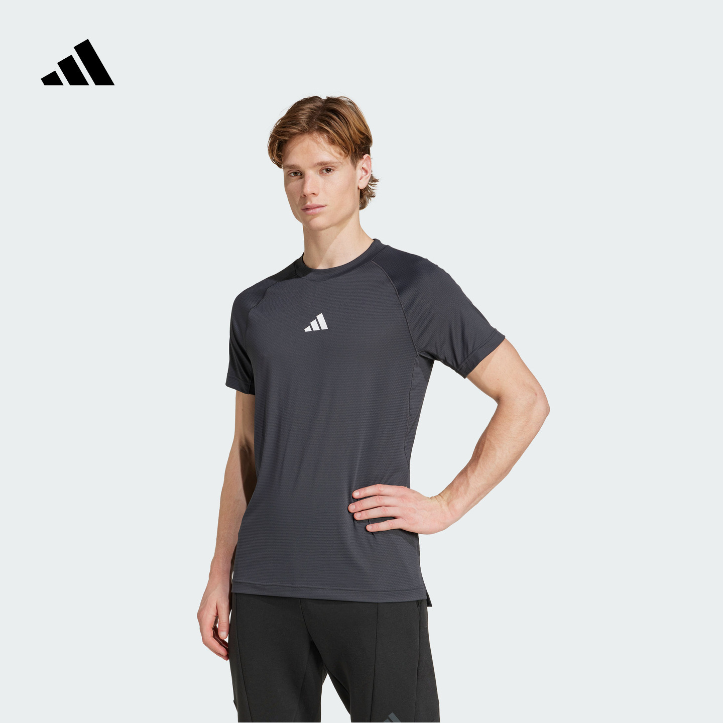 速干运动健身上衣圆领短袖T恤男夏季adidas阿迪达斯官方